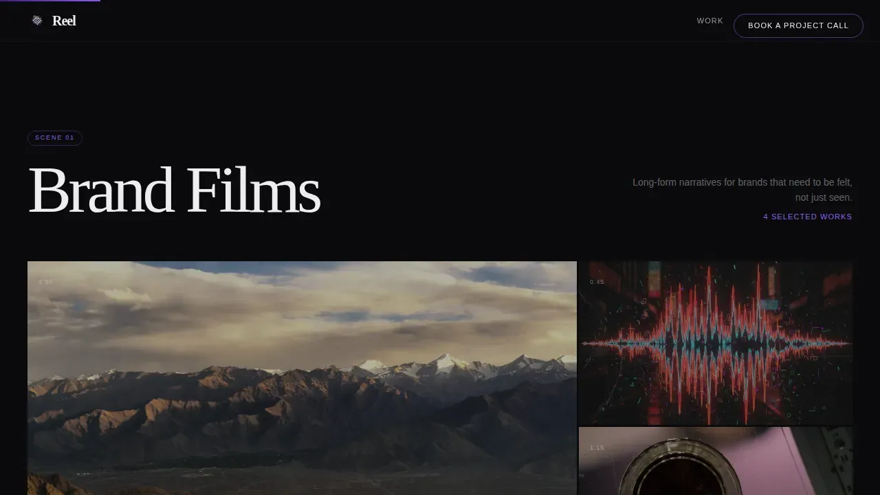 Motion Designer Portfolio Booking Website Template