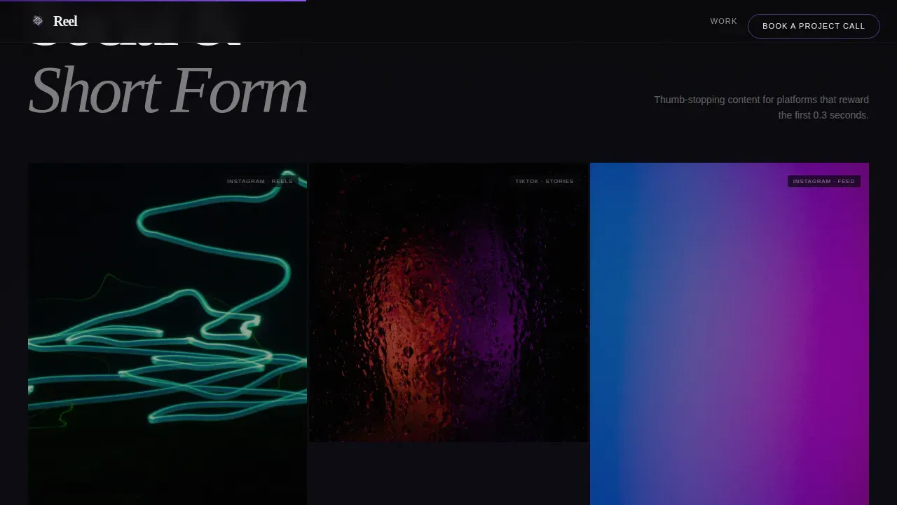 Motion Designer Portfolio Booking Website Template