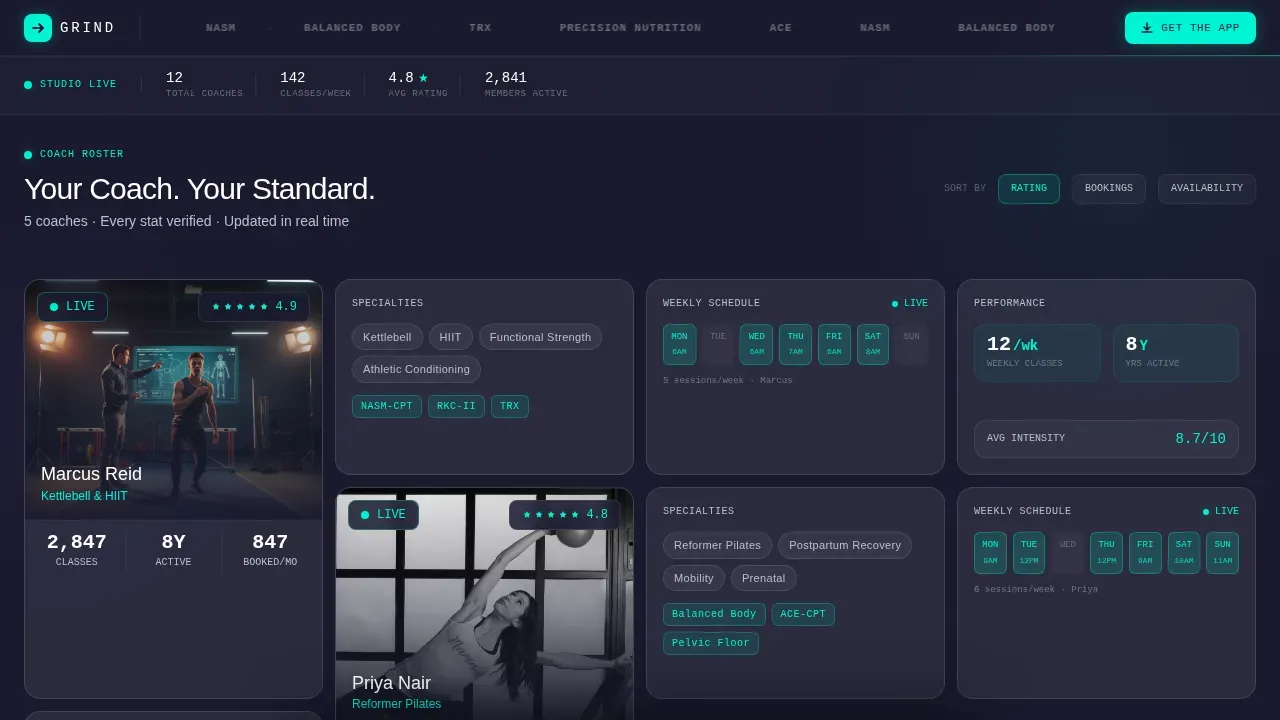 Fitness Studio Complete Booking Website Template