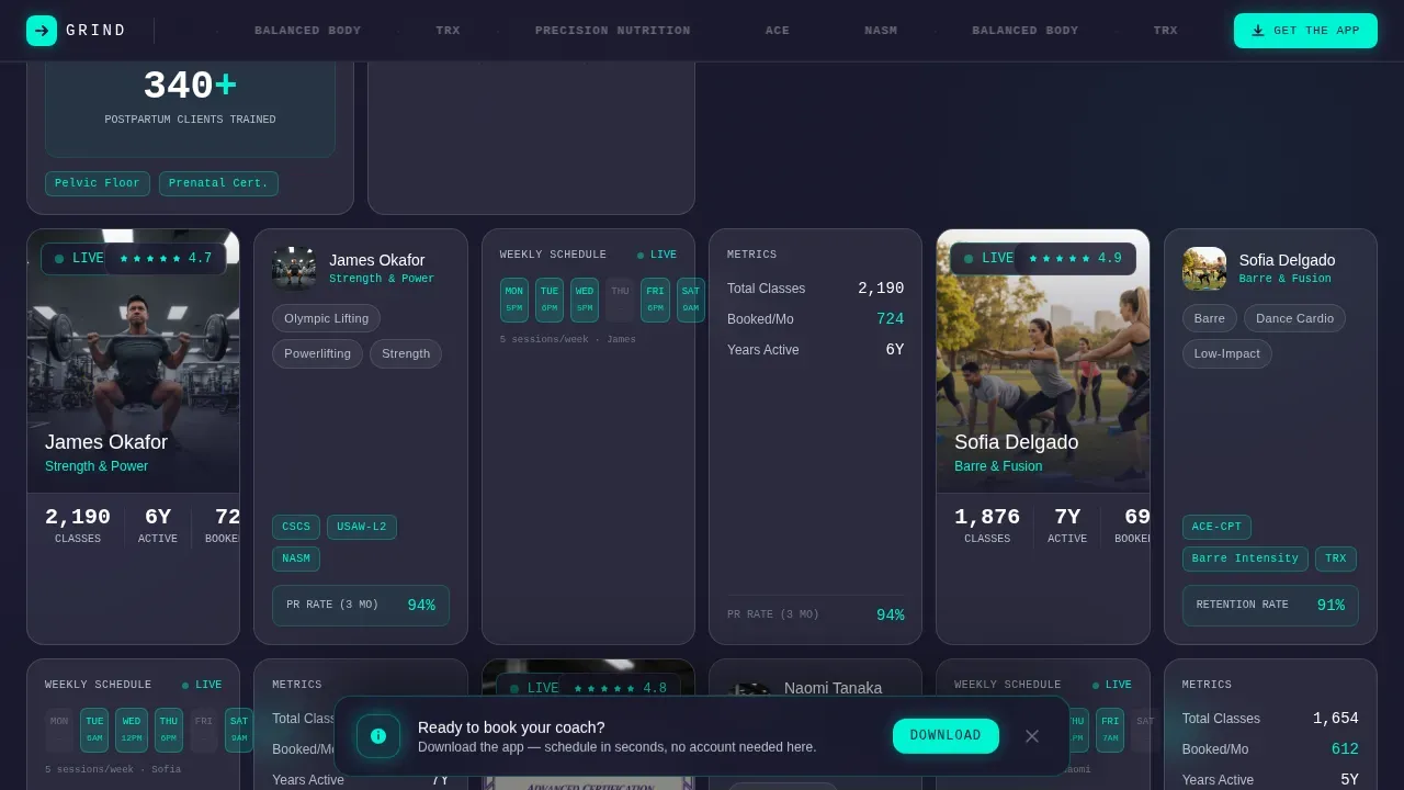 Fitness Studio Complete Booking Website Template