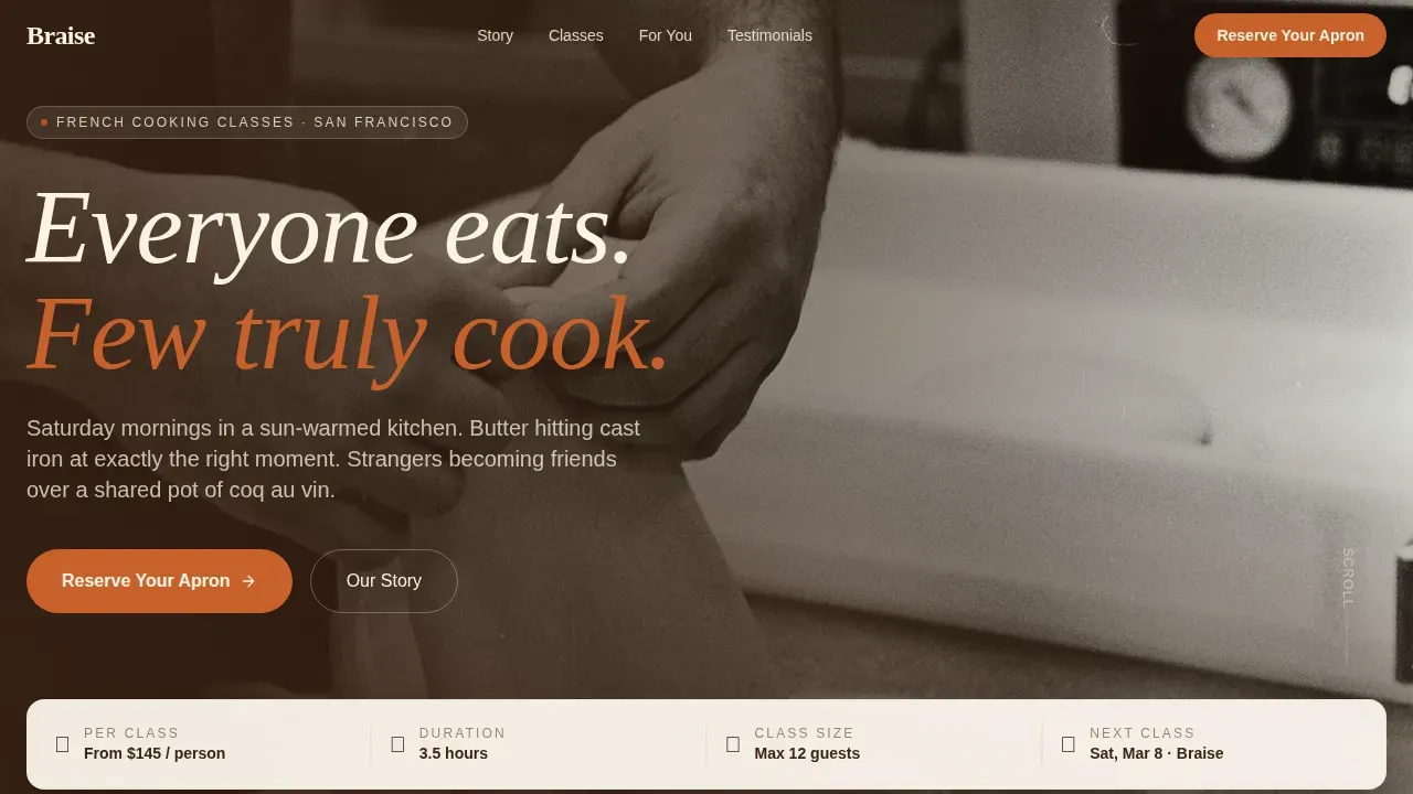 Immersive Culinary Training Landing Page Template