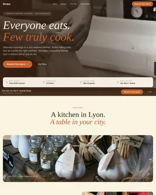 Immersive Culinary Training Landing Page Template