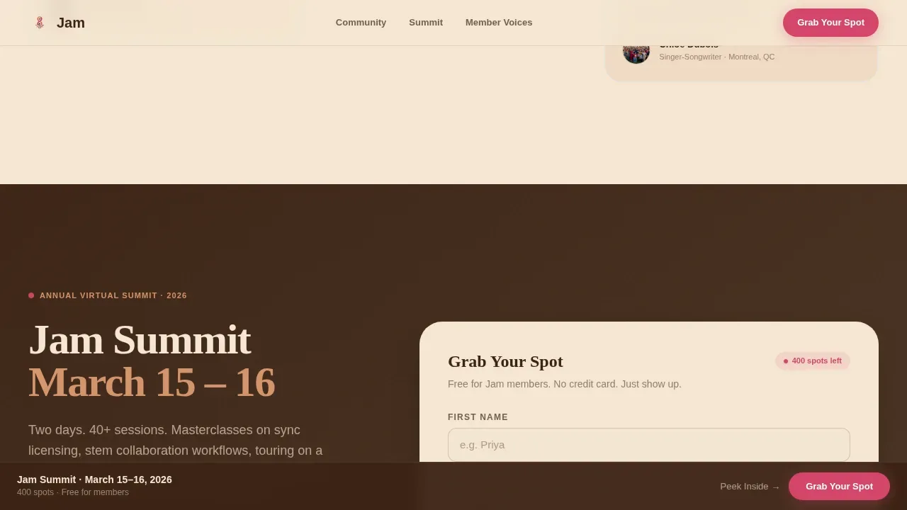 Specialist Musicians Community Reviews & Social Proof Website Template