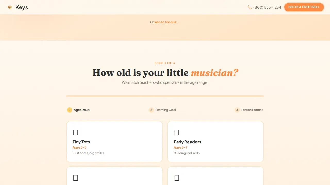 Premium Music Instruction Landing Page Template
