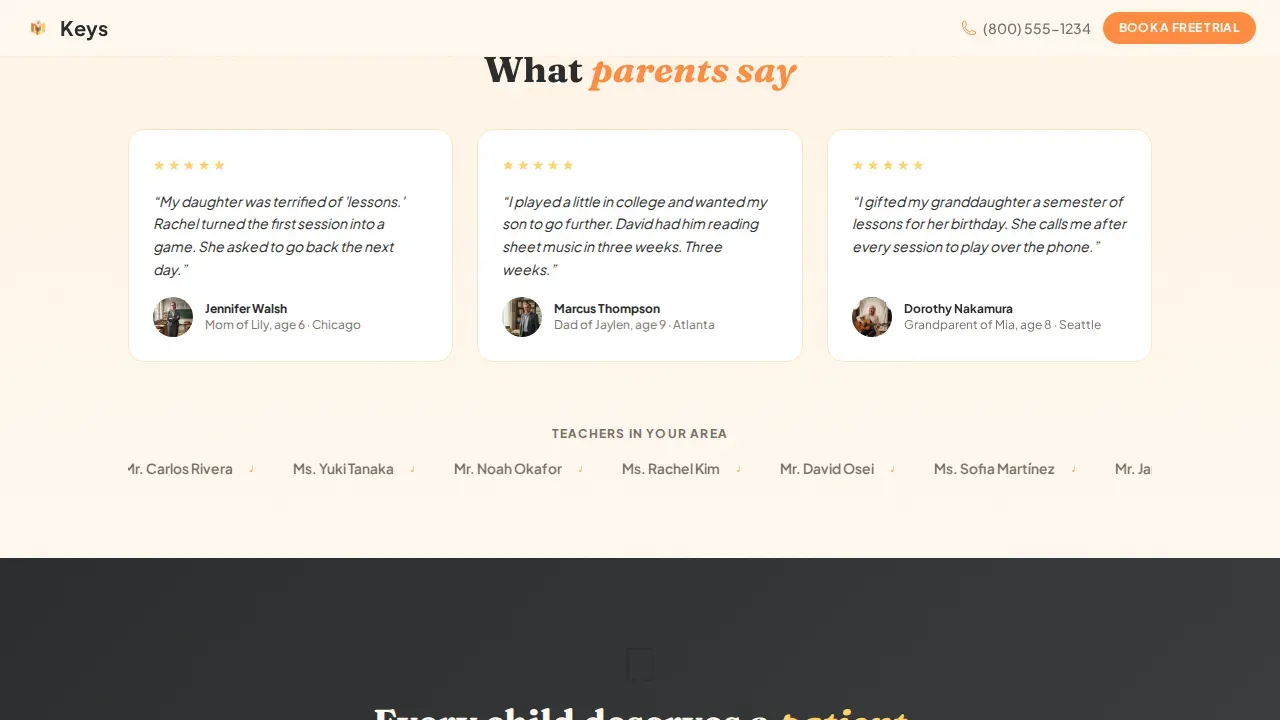 Premium Music Instruction Landing Page Template