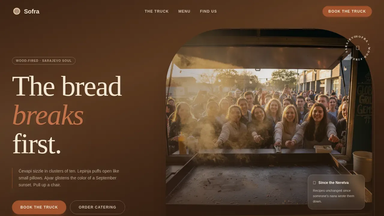 Bosnian Food Truck Landing Page Template