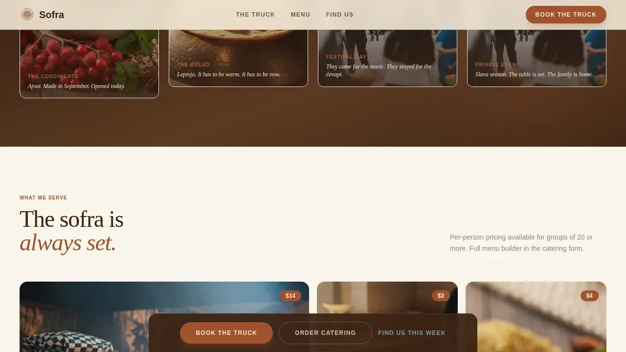 Bosnian Food Truck Landing Page Template
