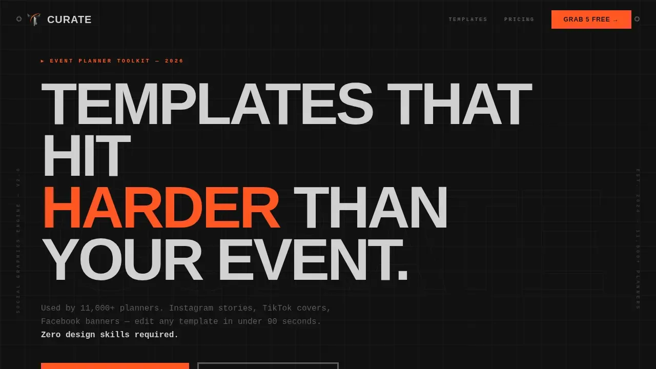 Bold Brutalist Event Planning Social Media Landing Page