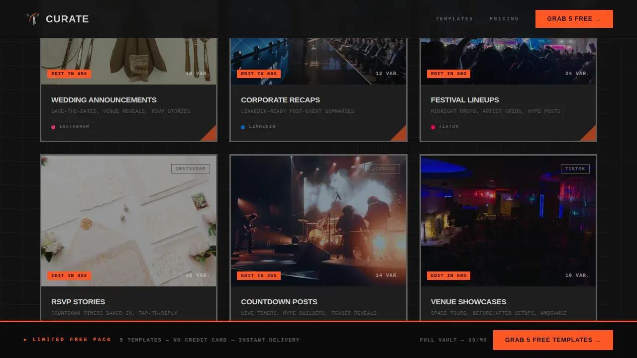 Bold Brutalist Event Planning Social Media Landing Page
