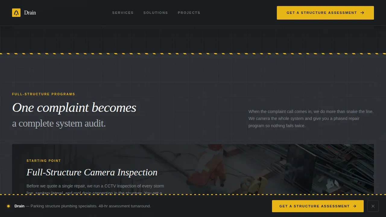 Industrial Parking Structure Plumbing Landing Page
