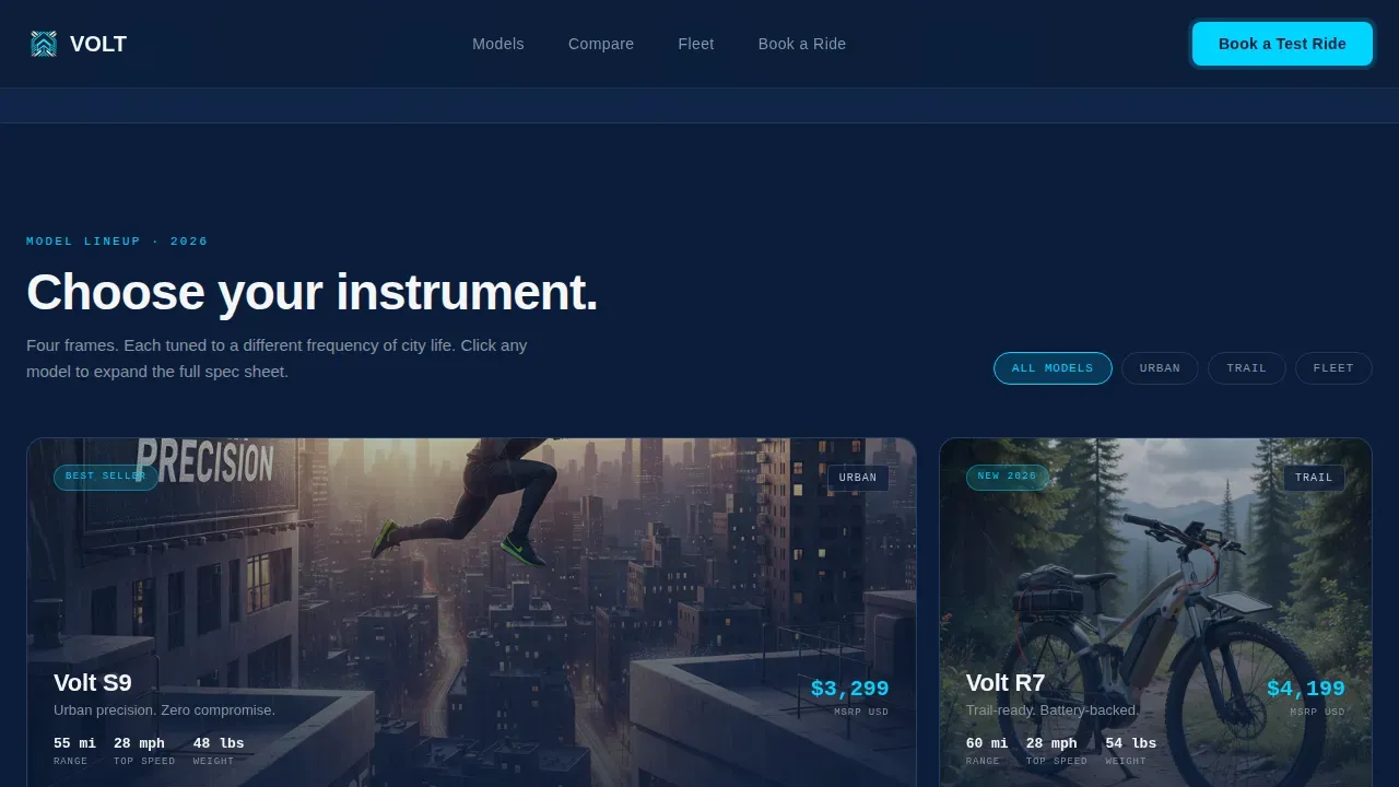 Precision Electric Bike Shop Landing Page Template
