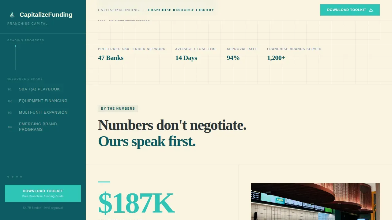 Franchise Funding Resource Landing Page Template