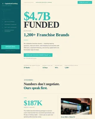 Franchise Funding Resource Landing Page Template