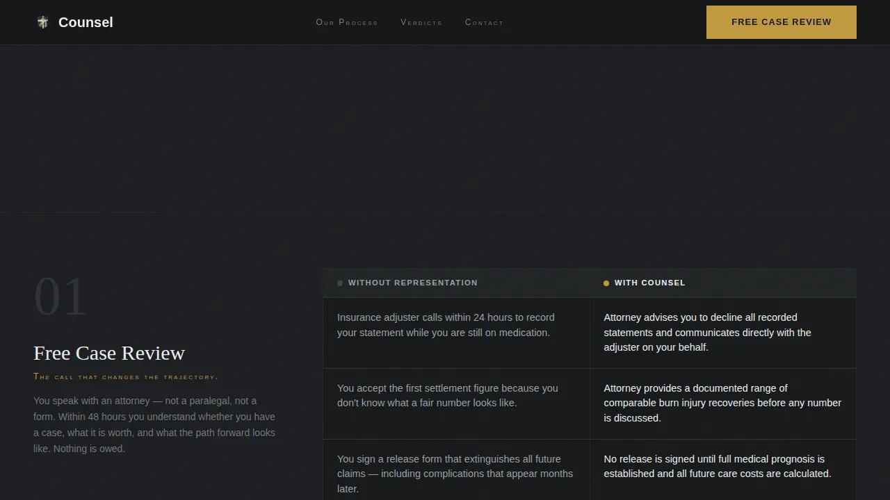 Burn Injury Attorney Landing Page Template