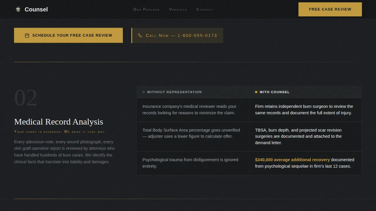 Burn Injury Attorney Landing Page Template