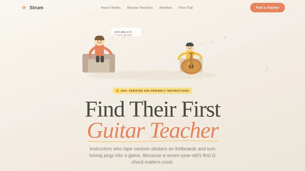 Trusted Guitar Instruction Landing Page Template