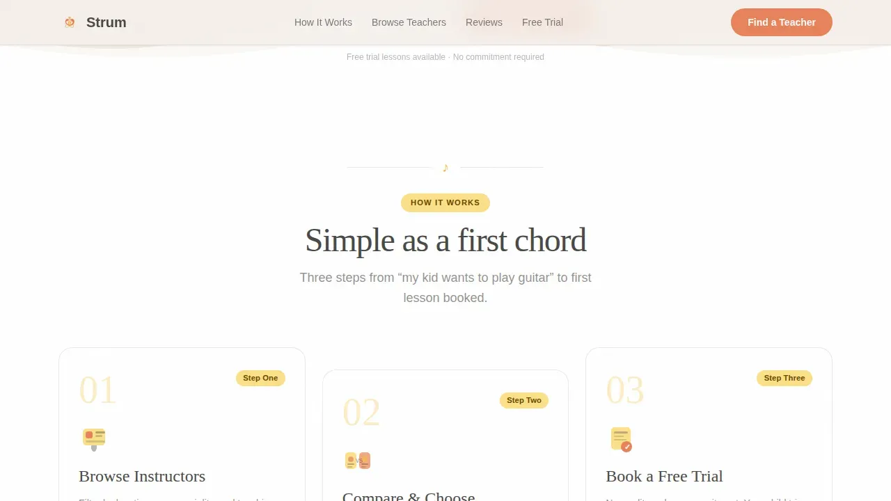 Trusted Guitar Instruction Landing Page Template