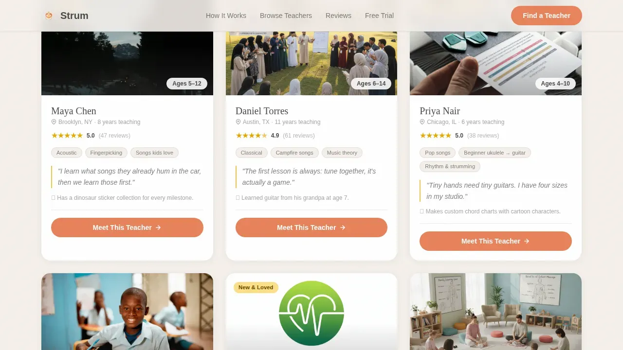 Trusted Guitar Instruction Landing Page Template