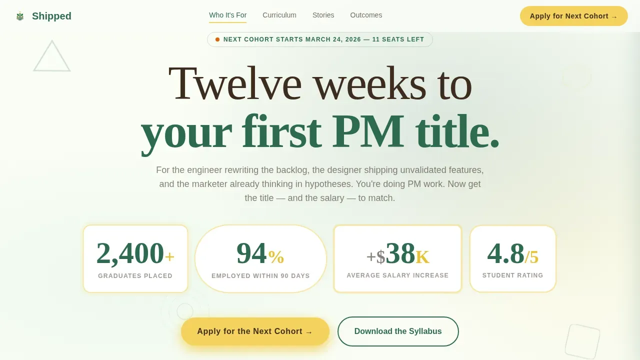 Product Management Bootcamp Landing Page Template