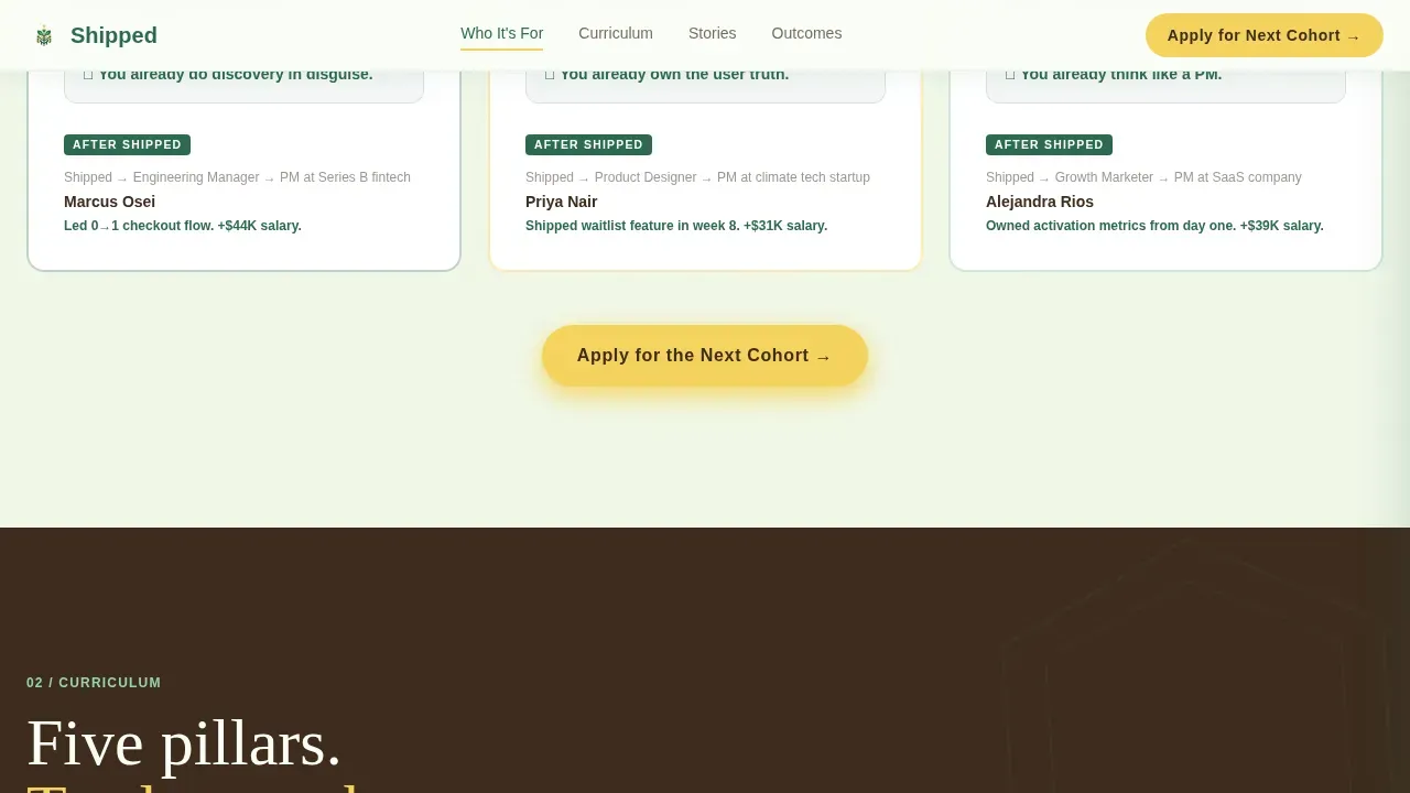 Product Management Bootcamp Landing Page Template