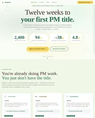 Product Management Bootcamp Landing Page Template
