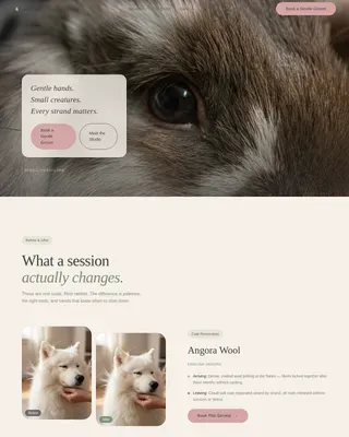 Gentle Small Animal Grooming Booking Landing Page Template