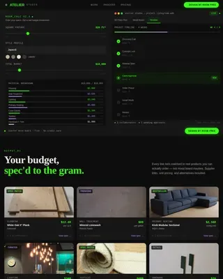 Interior Design Studio Room Budget Estimator Website Template