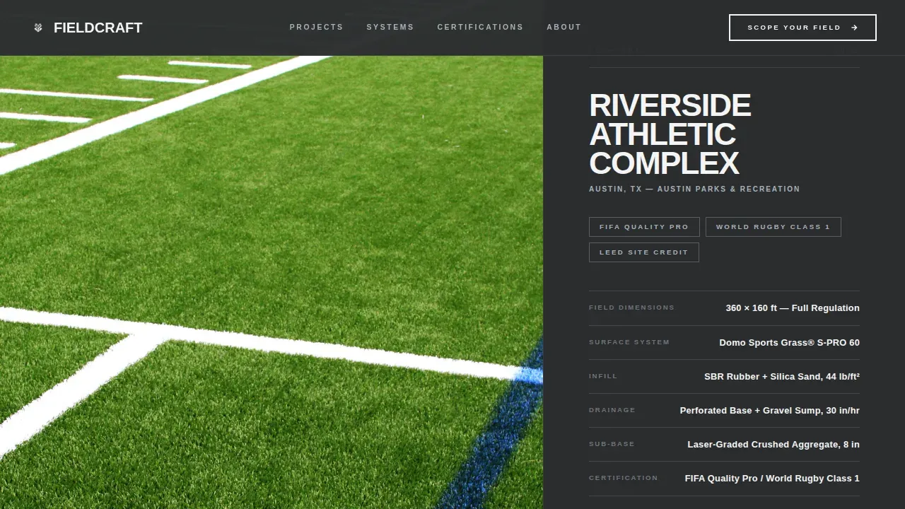 Bold Brutalist Sports Field Designer Landing Page