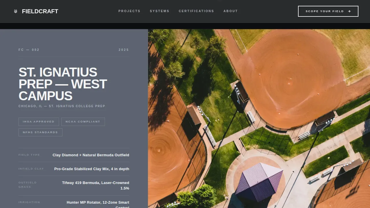 Bold Brutalist Sports Field Designer Landing Page