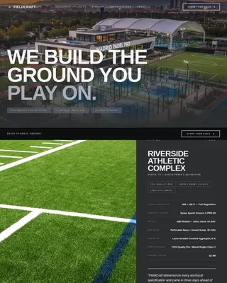 Bold Brutalist Sports Field Designer Landing Page