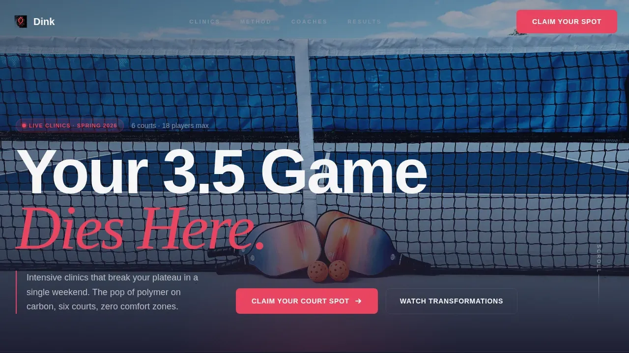 Dynamic Pickleball Coaching Landing Page Template