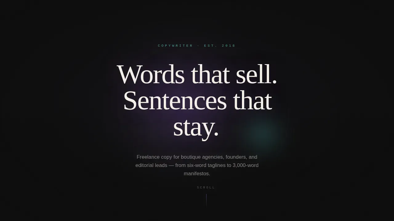 Elegant Copywriter Portfolio Landing Page Template