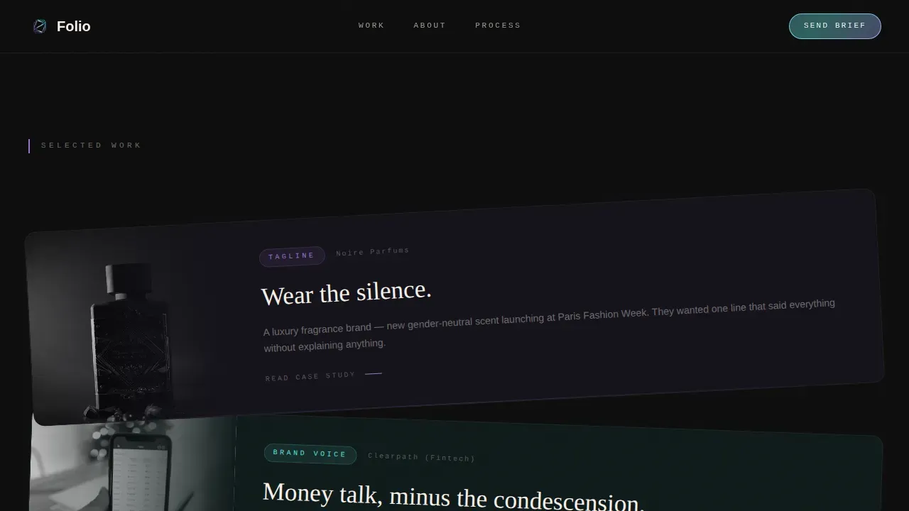 Elegant Copywriter Portfolio Landing Page Template