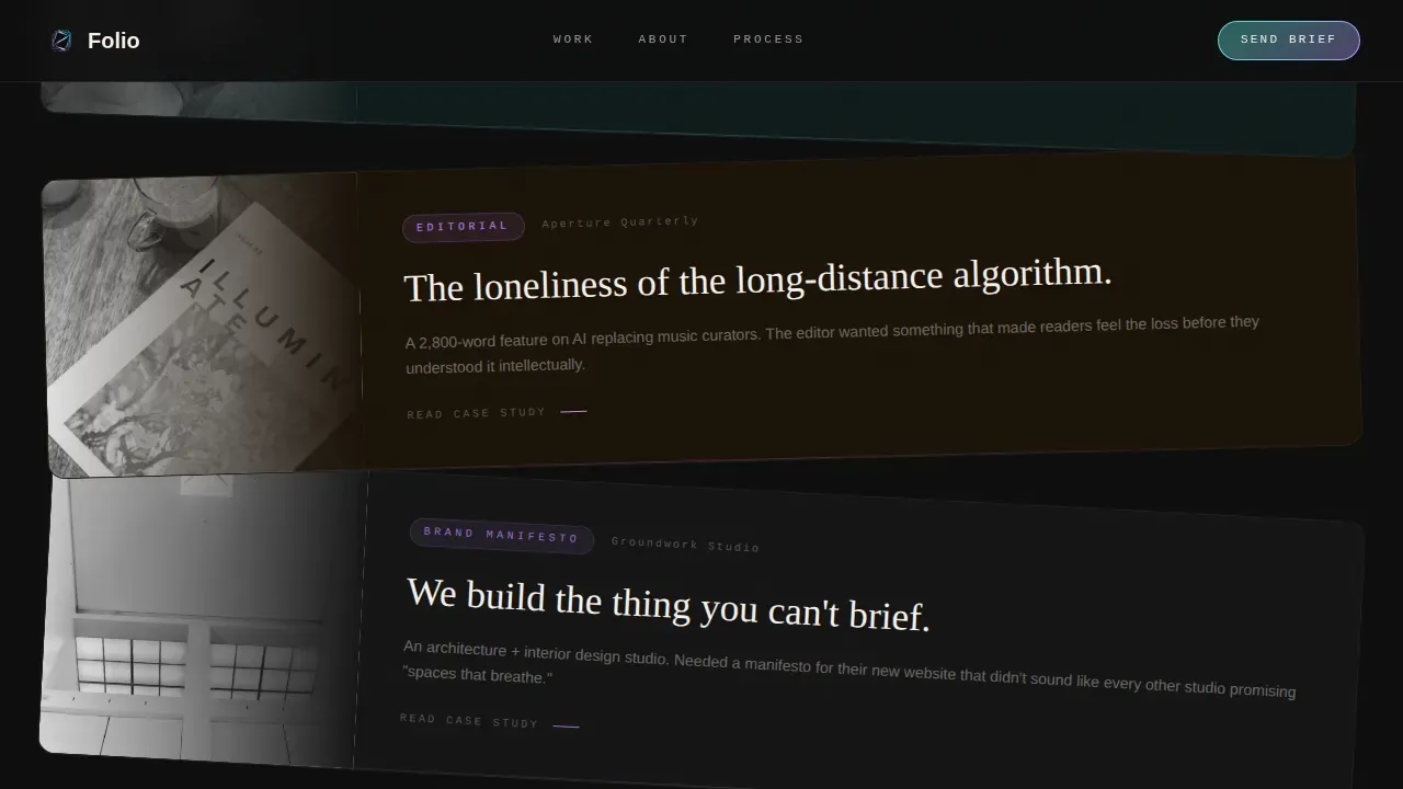 Elegant Copywriter Portfolio Landing Page Template