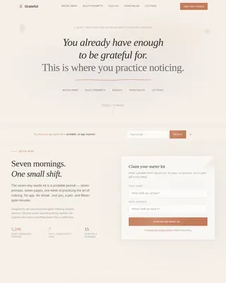 Thoughtful Gratitude Journal Landing Page Template