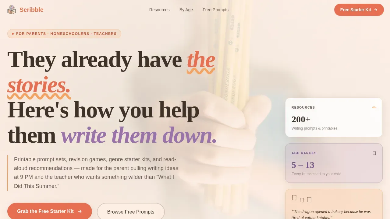 Engaging Kids Writing Workshop Landing Page Template