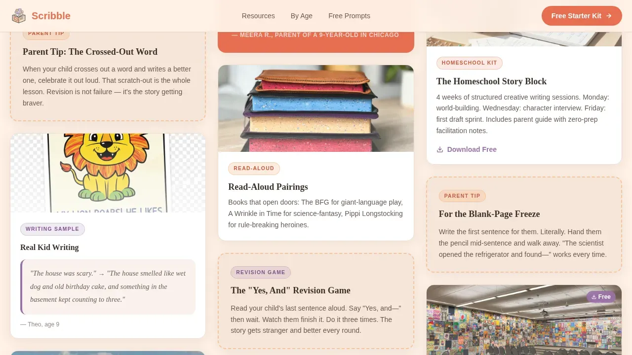Engaging Kids Writing Workshop Landing Page Template