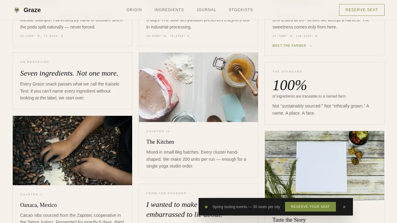 Luxe Minimal Vegan Snack Brand Landing Page Template