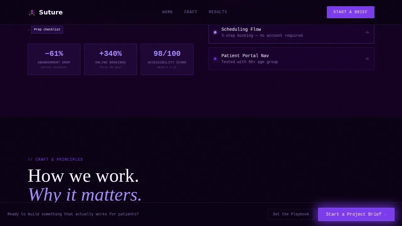 Atelier Healthcare Web Design Agency Landing Page
