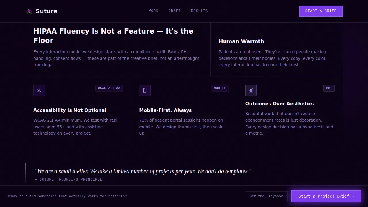 Atelier Healthcare Web Design Agency Landing Page