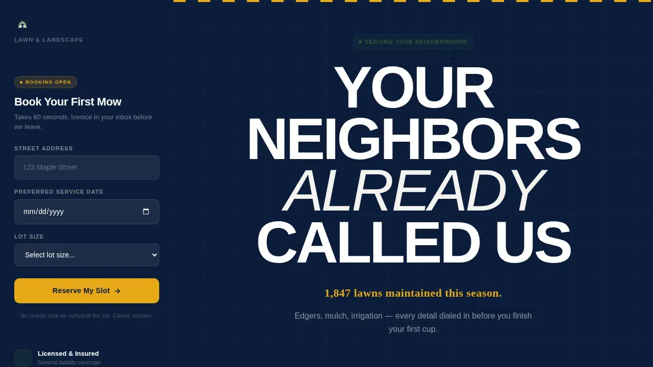 Landscaper Marketing Appointment Booking Website Template