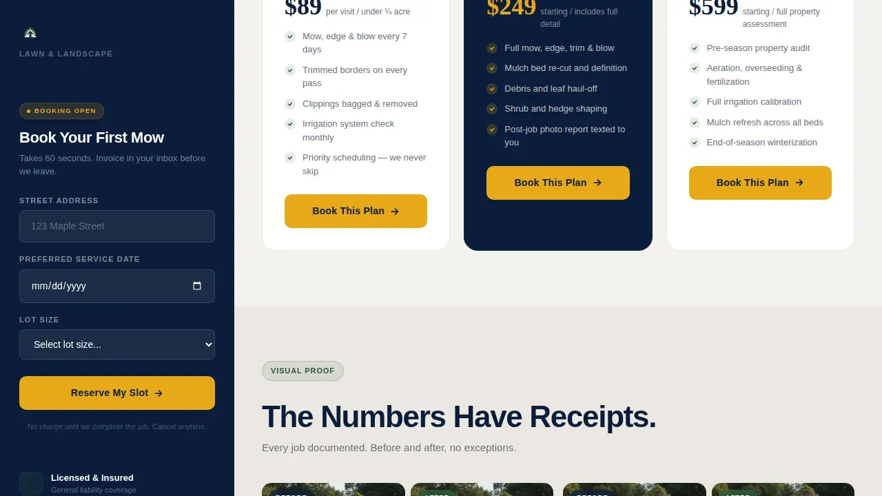 Landscaper Marketing Appointment Booking Website Template