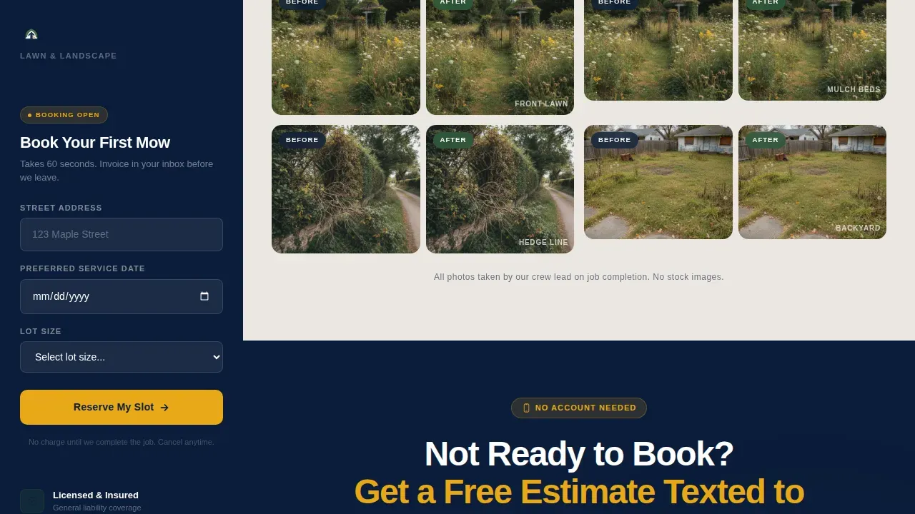 Landscaper Marketing Appointment Booking Website Template