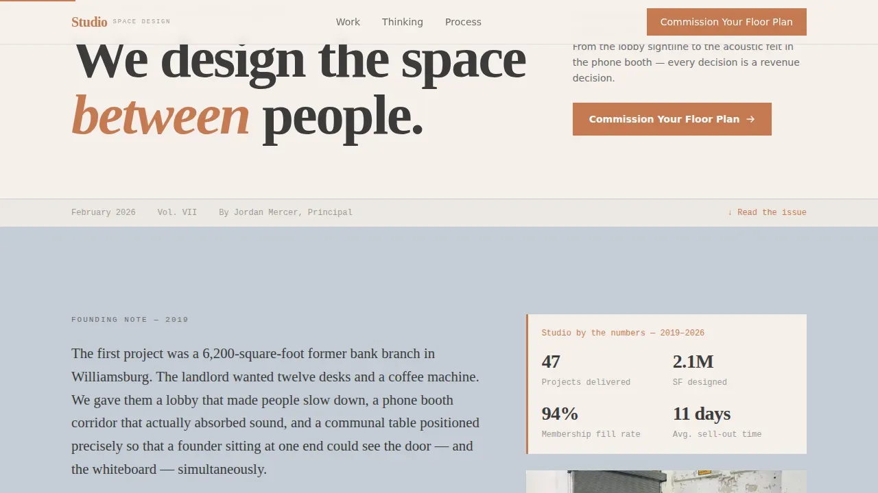 Coworking Space Design Landing Page Template