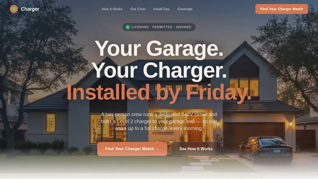 Professional EV Charger Installation Landing Page Template