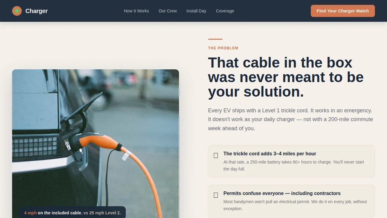 Professional EV Charger Installation Landing Page Template
