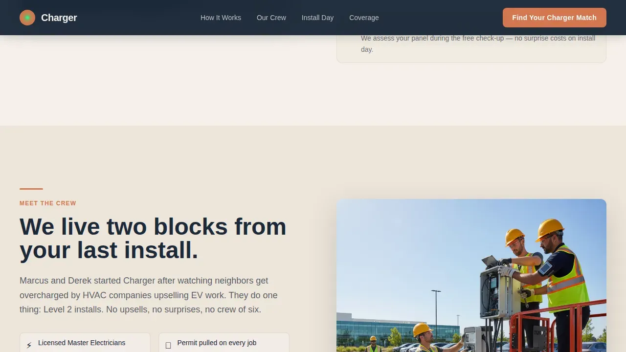 Professional EV Charger Installation Landing Page Template