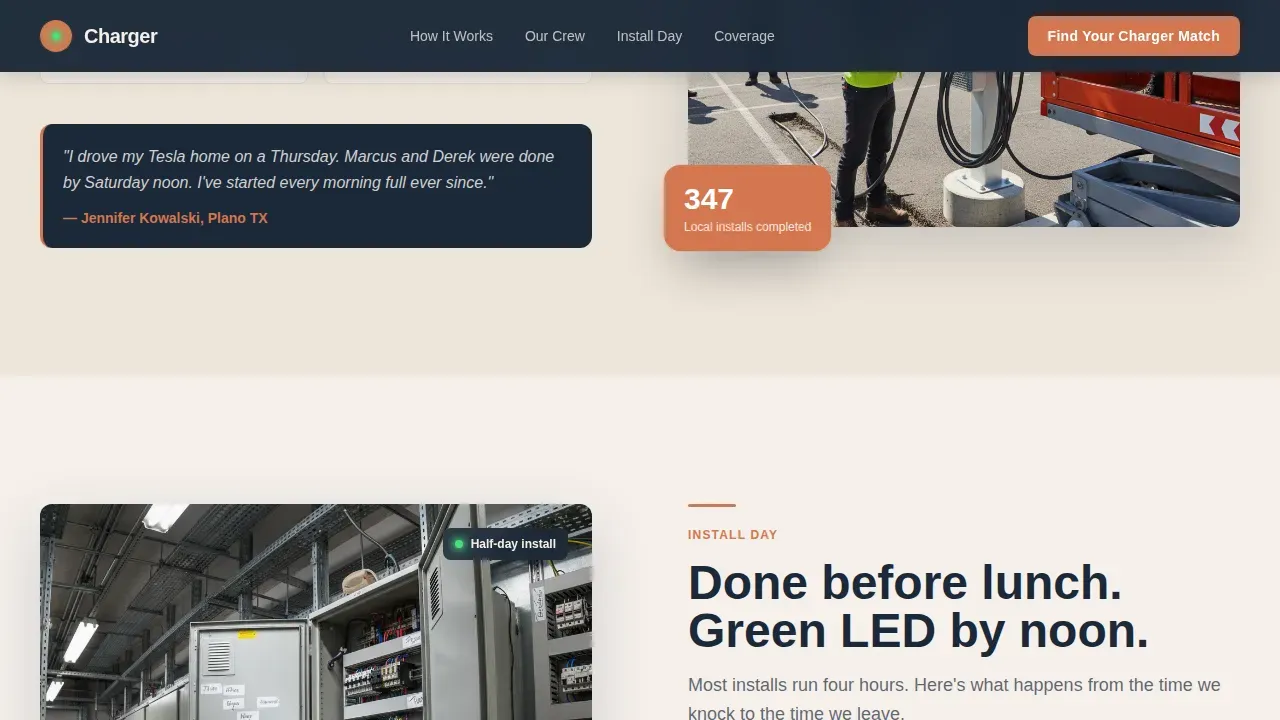 Professional EV Charger Installation Landing Page Template