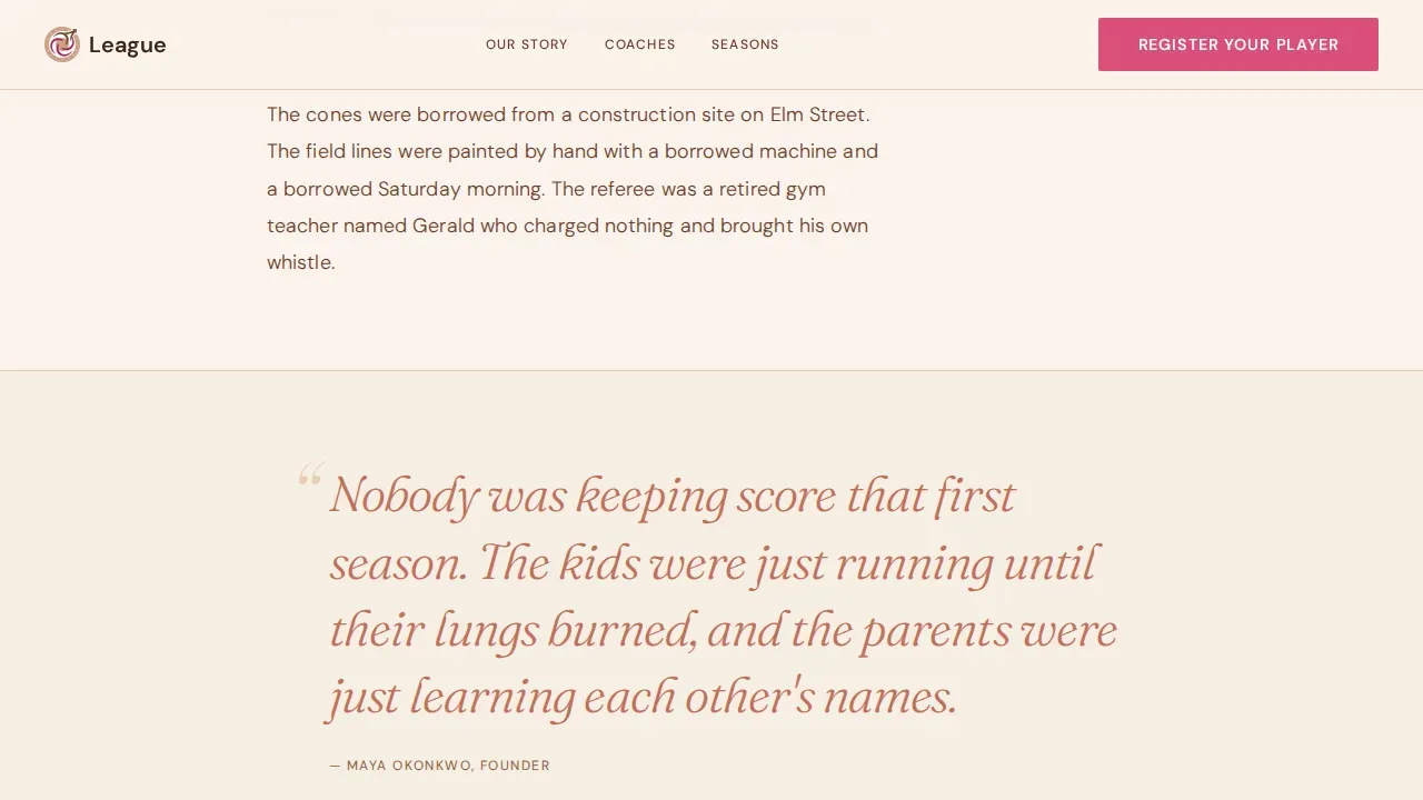 Origin Story Youth Sports Landing Page Template