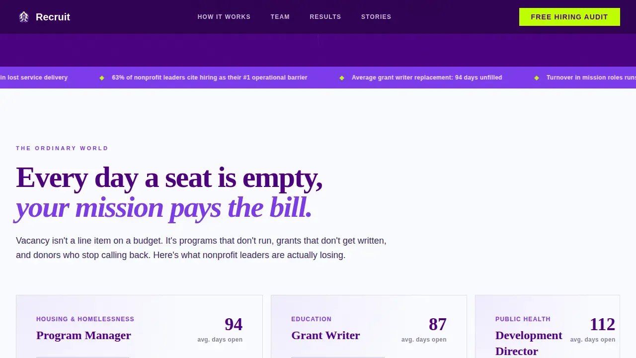 Mission-Driven Nonprofit RPO | Free Website Template | Rocket